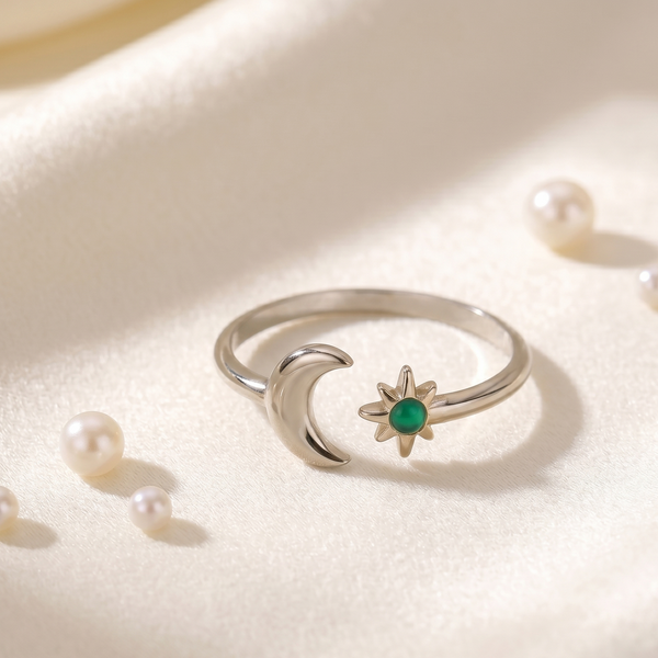 NOORI Moon Star Open Adjustable Ring 18K Gold Plated