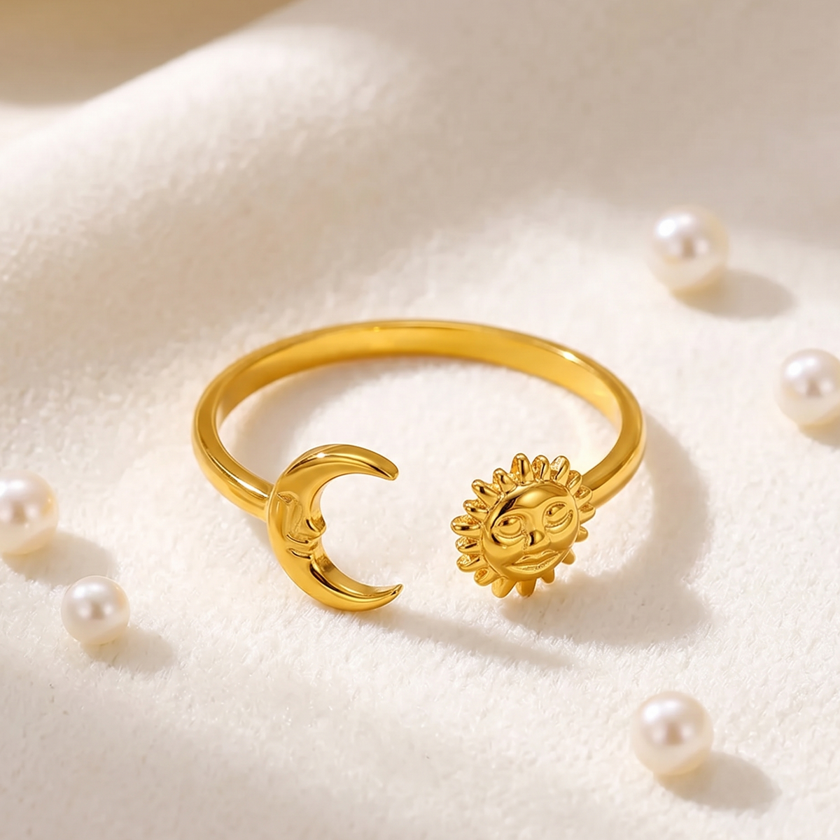 NOORI Moon Sun Open Adjustable Ring 18K Gold Plated