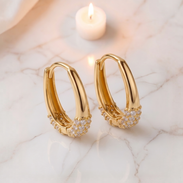 NOORI Oval Zircon Pave Hoop Earrings