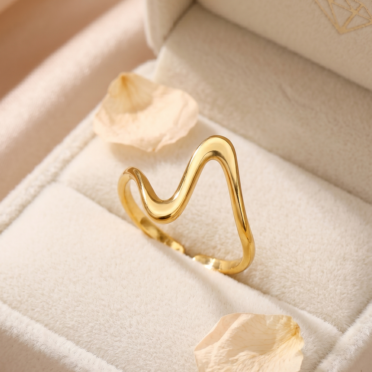 NOORI Wave Geometric Open Adjustable Ring 18K Gold Plated