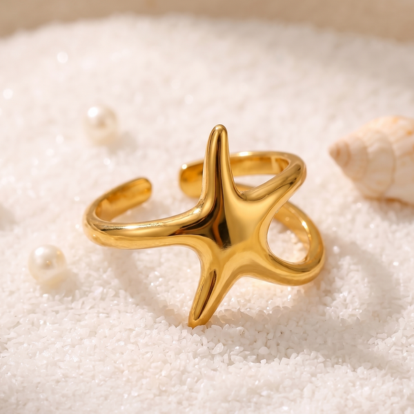 NOORI Starfish Open Adjustable Ring 18K Gold Plated