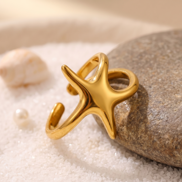 NOORI Starfish Open Adjustable Ring 18K Gold Plated