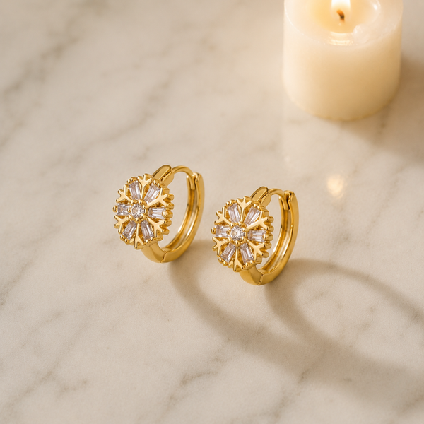 NOORI Zircon Snowflake Huggie Earrings