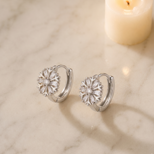 NOORI Zircon Snowflake Huggie Earrings