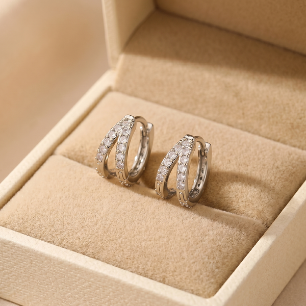 NOORI Triple Layer Zircon Hoop Earrings 18K Gold Plated