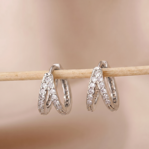 NOORI Triple Layer Zircon Hoop Earrings 18K Gold Plated