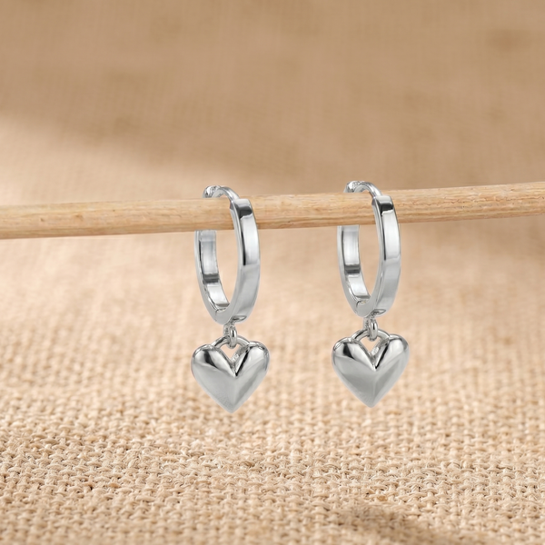 NOORI Heart Charm Drop Hoop Earrings 18K Gold Plated