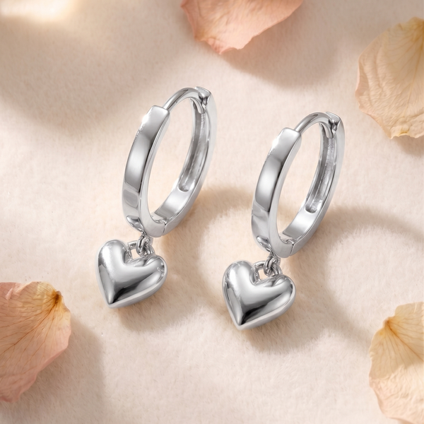 NOORI Heart Charm Drop Hoop Earrings 18K Gold Plated