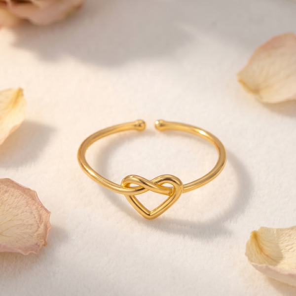 NOORI Infinity Heart Knot Open Ring 18K Gold Plated
