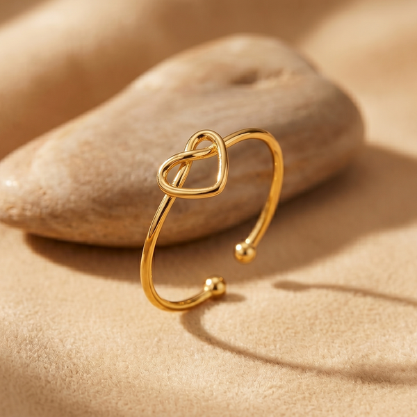 NOORI Infinity Heart Knot Open Ring 18K Gold Plated