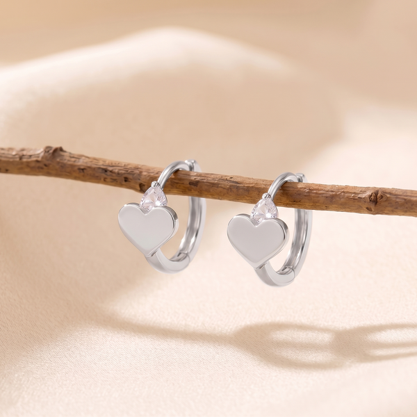 NOORI Heart Zircon Accent Hoop Earrings 18K Gold Plated