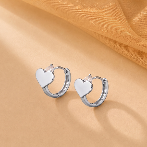 NOORI Heart Zircon Accent Hoop Earrings 18K Gold Plated