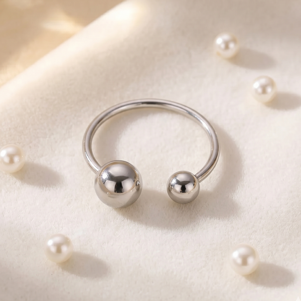 NOORI Dual Ball Open Adjustable Ring 18K Gold Plated