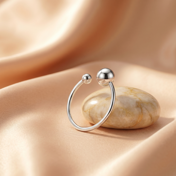 NOORI Dual Ball Open Adjustable Ring 18K Gold Plated
