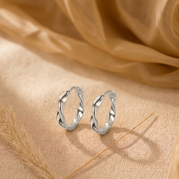 NOORI Twisted Braided Huggie Hoop Earrings 18K Gold Plated