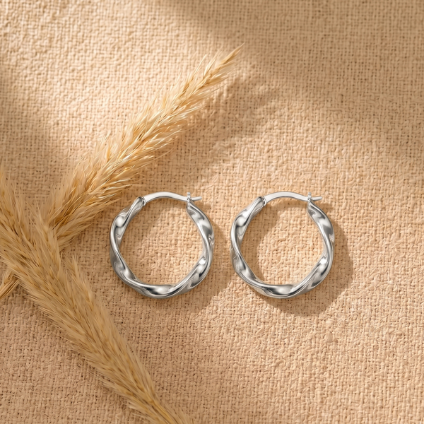 NOORI Twisted Braided Huggie Hoop Earrings 18K Gold Plated