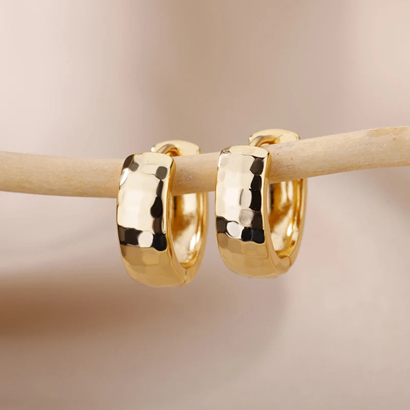 Noori Gold Lune Stainless Steel Gold Plated Small Hoop Earrings