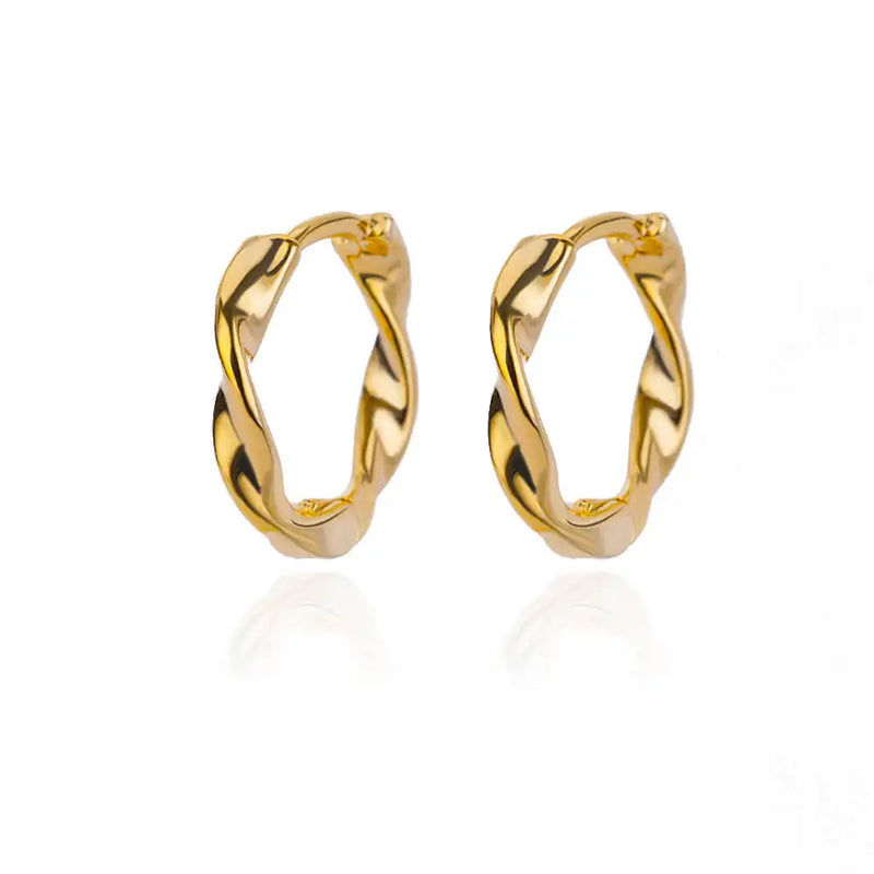 Noori Gold Neve Stainless Steel Gold Plated Zircon Snowflake Hoop Earrings