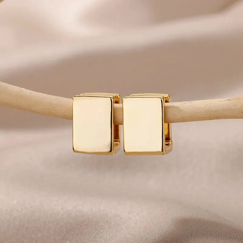 Noori Gold Remi Stainless Steel Gold Plated Geometric Square Hoop Earrings